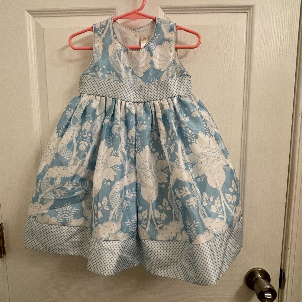 Cherokee Sleeveless Lined Blue & White Floral Dress size 2T